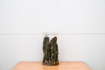 Homemade matcha biscotti cookies ,Traditional Italian dessert in jar