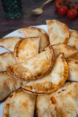Homemade tuna, tomato and egg dumplings. Homemade and delicious Spanish tapas