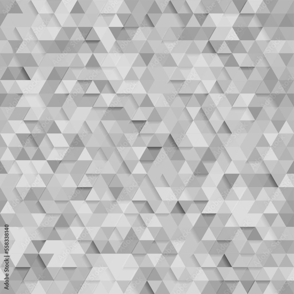 Wall mural seamless grey geometric texture with 3d triangle pattern. vector illustration of polygonal surface.
