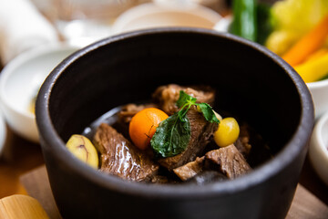 Food using steamed beef ribs, Korean traditional food, health food,