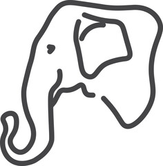 Elephant head icon. Linear jungle animal drawing