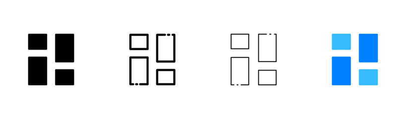 Menu flat icons set. Button, sorting, controls, click, theme, design, style, apps, gadgets. Coreception technologies. Vector flat icons set on a white background