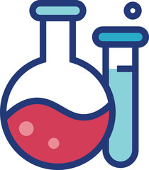 Chemical glass with liquids. Science reaction color icon