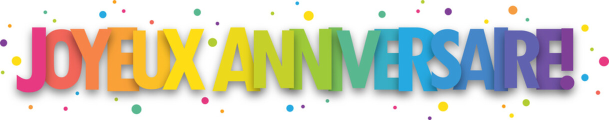 Fototapeta premium Bannière typographique colorée JOYEUX ANNIVERSAIRE! sur fond transparent