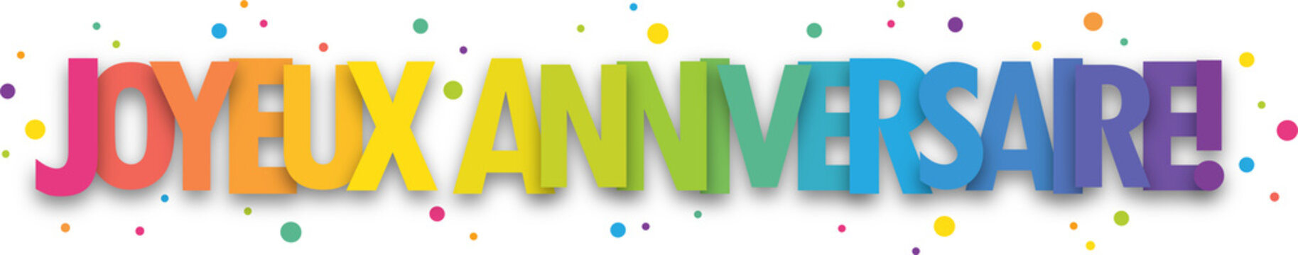 Banni&egrave;re typographique color&eacute;e JOYEUX ANNIVERSAIRE! sur fond transparent