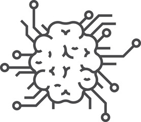 Cyber neurology icon. Neural network linear symbol