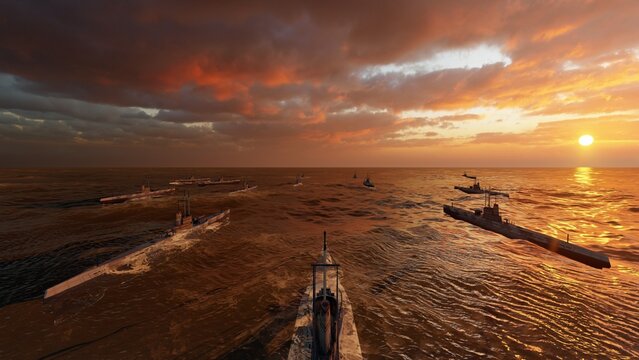 submarines diving to ocean