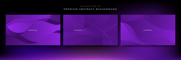 Naklejka na ściany i meble Modern purple abstract presentation background with wave curve lines