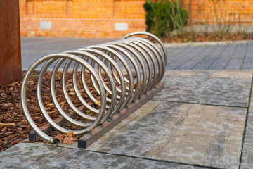 City Bicycle Parking, Bike Station Modern Bike Storage, Security Concept, Empty Street Bicycle Parking