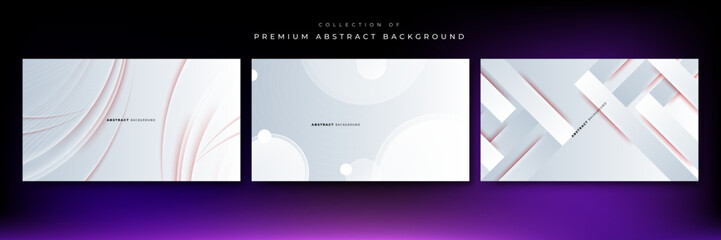 Set of abstract white grey abstract presentation background