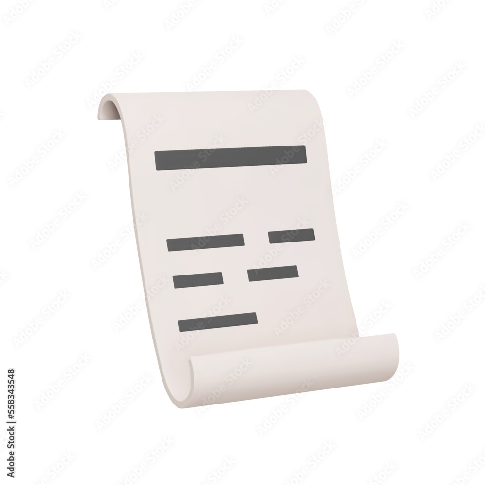 Poster scroll with text 3d icon. document. isolated object on transparent background