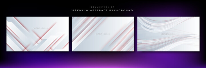 Set of abstract white grey abstract presentation background