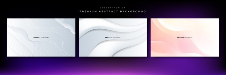 Set of abstract white grey abstract presentation background