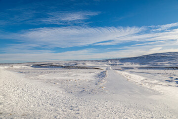 Autumn and the first snow in the mountains of north-east Iceland