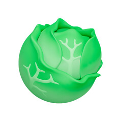 Naklejka premium Cabbage 3d icon. Isolated object on transparent background