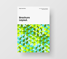 Multicolored booklet vector design concept. Fresh geometric hexagons poster layout.