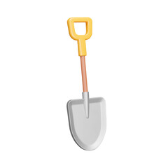 Shovel 3d icon. hand tool for working in ground. Isolated object on transparent background
