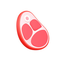 Meat 3d icon. Tenderloin, steak on the bone. Isolated object on transparent background