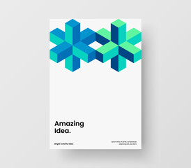 Simple corporate brochure design vector template. Fresh geometric pattern leaflet concept.