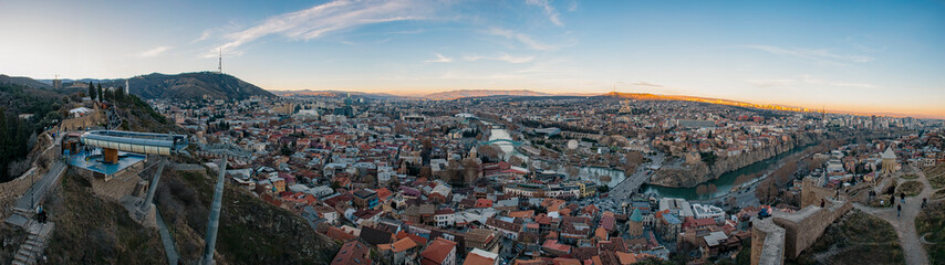 Fototapeta na wymiar sunset over the Tbilisi city