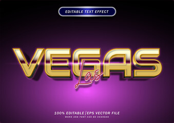 3d Luxury Las Vegas text effect. Neon Font style Editable. mockup text effect..