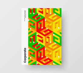 Premium journal cover A4 vector design layout. Bright mosaic tiles brochure template.