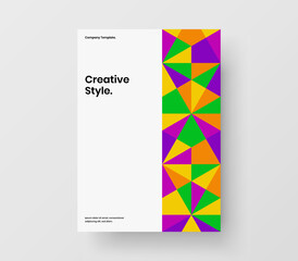 Amazing leaflet design vector concept. Colorful mosaic shapes magazine cover template.