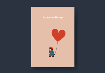 Valentine Card Template with Adorable Kids and Heart