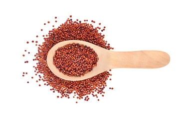 red quinoa seeds isolated on white background.