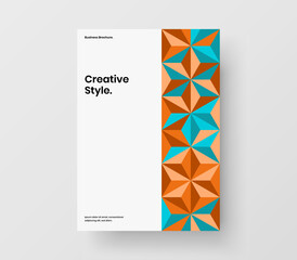 Modern booklet design vector template. Isolated mosaic pattern company cover layout.