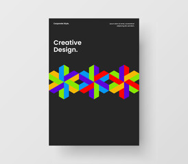 Minimalistic journal cover A4 design vector illustration. Trendy geometric shapes pamphlet template.