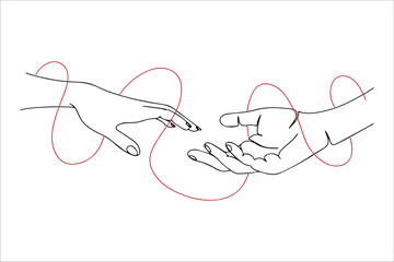 Gestures, touches of a couple. Hands reach out to each other. Two people are connected by a thread of fate. Couple in love. Gestures of trust, partnership.