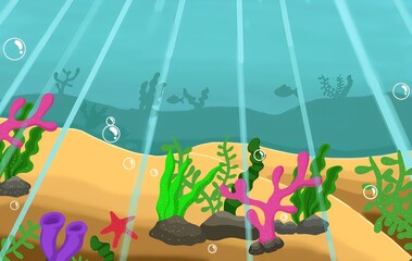 background in the ocean and aquatic plants
