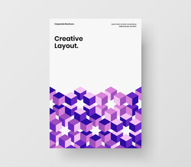 Vivid postcard vector design layout. Clean geometric shapes brochure template.