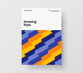 Vivid mosaic tiles leaflet concept. Fresh cover A4 design vector illustration.