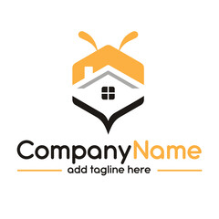 House and Bee simple flat design