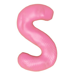 S letter logo design from plasticine isolated. pink S clay toy icon template elements concept, 3d illustration render