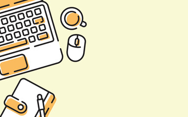 editable office workspace vector background with modern style usable for website page