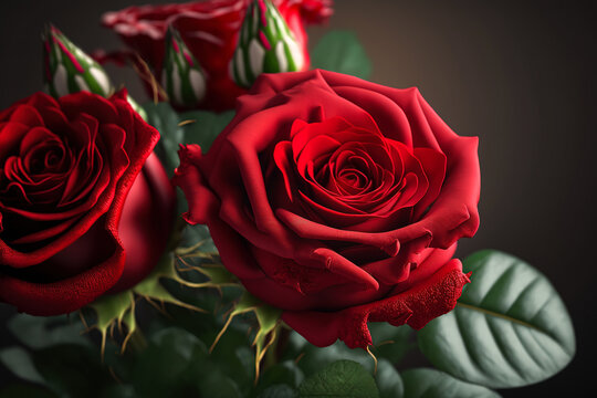 Background with red roses for valentine's day