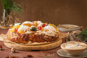Bolo Rei or Kings Cake is a traditional Xmas cake made for Christmas, Carnavale or Mardi Gras