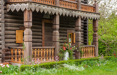 Fototapeta na wymiar View of the house in the Russian village Alexandrowka in Potsdam of Germany