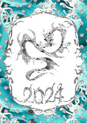 2024 calendar with Dragon Chinese symbol 