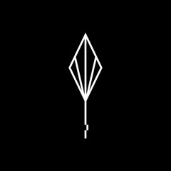 abstract art spear logo vector design in black and white colors