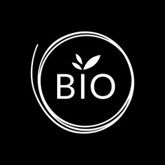 bio logo vector design, leaf, abstract circle in black and white colors