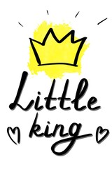 Boy birthday card illustration, little king card