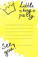 Little king invitation, invitation template for boy birthday party
