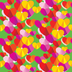Vector seamless love symbol half-drop pattern, with stylish hearts