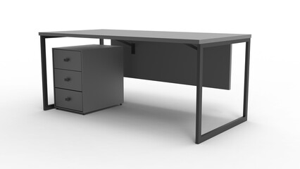 office table angle view with shadow 3d render