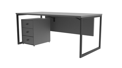 office table angle view without shadow 3d render