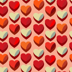 Vector seamless love symbol half-drop pattern, with stylish hearts